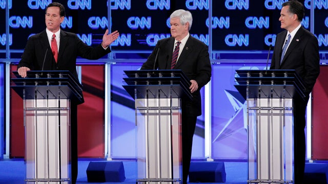 Santorum, Gingrich, Romney, debate 
