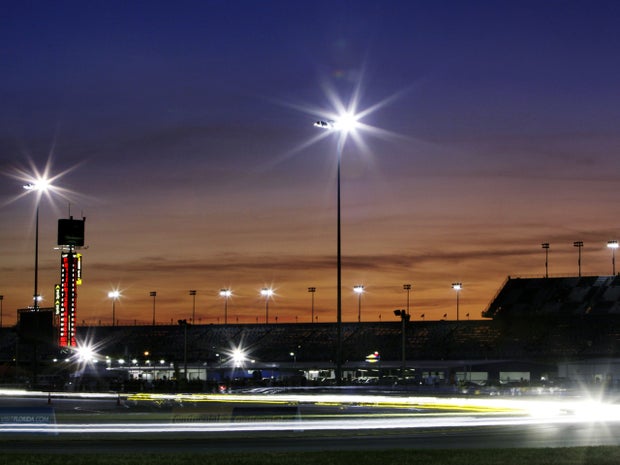 Cars streak through the night in the east horseshoe 