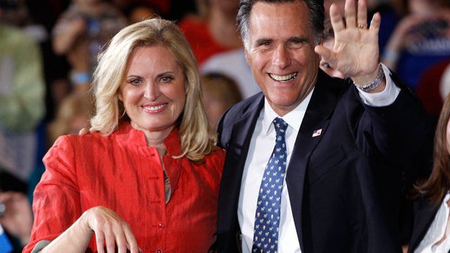 Republican presidential candidate, former Massachusetts Gov. Mitt Romney, and his wife Ann celebrates his Florida primary election win at the Tampa Convention Center in Tampa, Fla., Tuesday, Jan. 31, 2012. 
