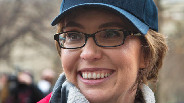 Former Arizona Rep. Gabrielle Giffords attends a ceremony at the Pentagon, Friday, Feb. 10, 2012, for the unveiling of the USS Gabrielle Giffords. The Navy has named a ship for Gabrielle Giffords, the recently retired congresswoman from Arizona who is rec 