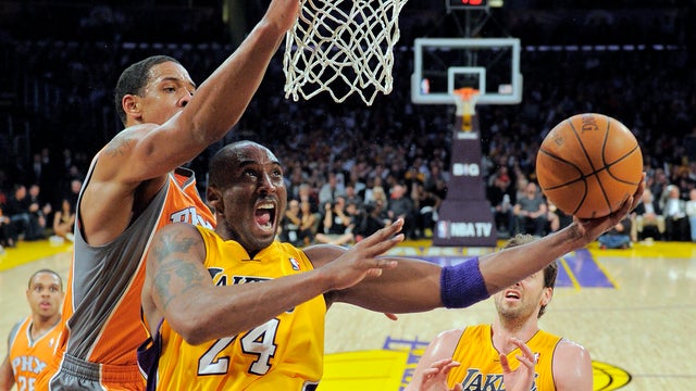 Kobe Bryant puts up a shot  