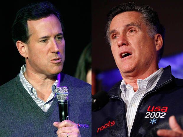 Rick Santorum and Mitt Romney 