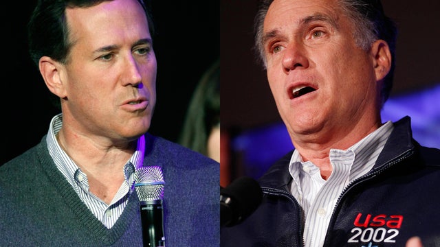 Rick Santorum and Mitt Romney 