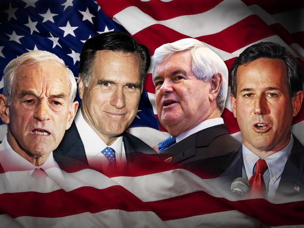 Ron Paul, Mitt Romney, Newt Gingrich and Rick Santorum 