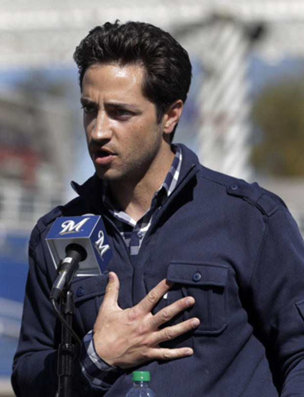 Ryan Braun speaks during a news conference 