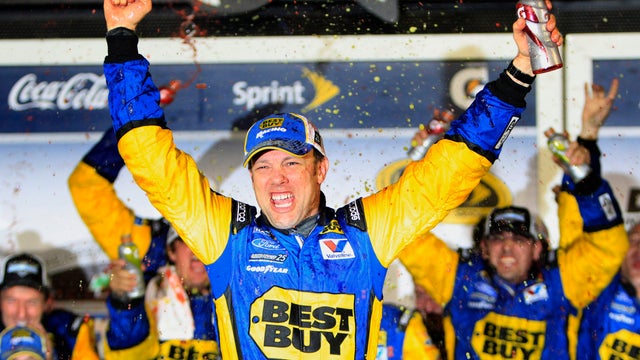 Matt Kenseth celebrates after winning the NASCAR Daytona 500  