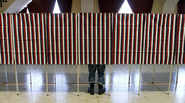 A voter in Montpelier, Vt., casts his ballot for the Republican presidential primary Tuesday, March 6, 2012. 