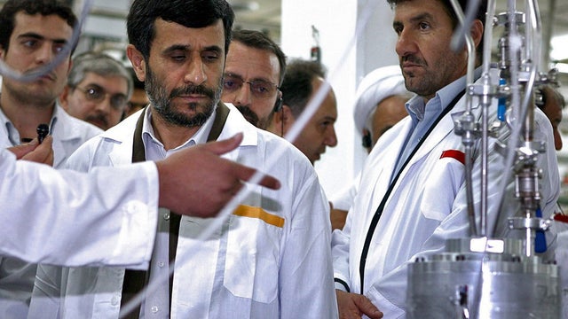 Iranian President Mahmoud Ahmadinejad visits the Natanz, Iran, uranium enrichment facilities April 8, 2008, 200 miles south of the capital Tehran. 