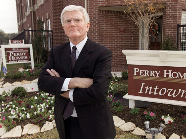 This is a Dec. 10, 2002 file photo of Houston homebuilder Bob Perry, posing at the sales center at one of his Houston developments. Perry is the nation's most generous individual political donor. He has been a leading advocate of laws to limit court awards against businesses and he is a financial benefactor to politicians and judges. He has donated more than $340,000 to the nine justices that will hear a case brought against his company by Bob and Jane Cull of Mansfield, Texas. 