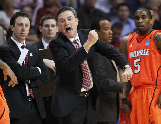 Rick Pitino reacts during the first half 