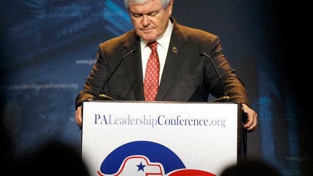 Former Speaker of the House Newt Gingrich speaks during a campaign stop at the Pennsylvania Leadership Conference March 24, 2012, in Camp Hill, Pa. 