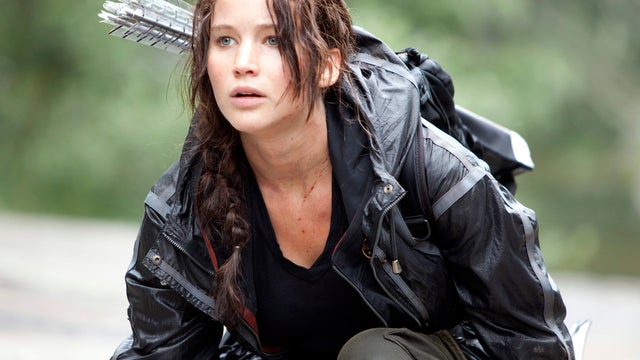 Actress Jennifer Lawrence in the movie "The Hunger Games" 