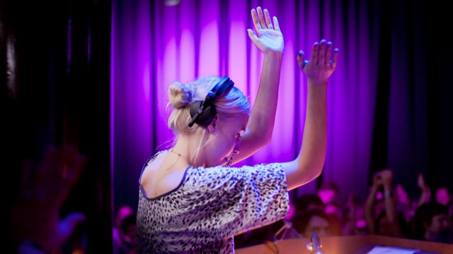 DJ Jessie Granqvist at the Lunch Beat event at a cultural center in central Stockholm on March 20, 2012. 