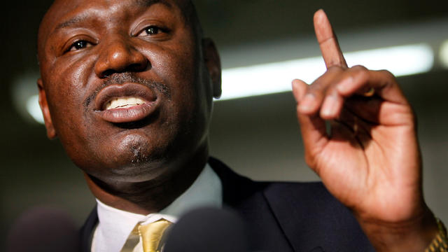 Attorney Benjamin Crump addresses reporters March 20, 2012, in Fort Lauderdale, Fla., about his clients' son, 17-year-old Trayvon Martin, who was killed by neighborhood watch volunteer George Zimmerman Feb. 26, 2012, in Sanford, Fla. 