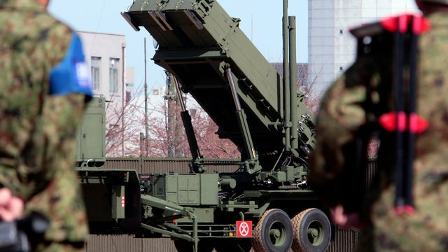 Japan deploys land-to-air missiles at the Defense Ministry in Tokyo 