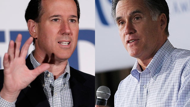 Rick Santorum and Mitt Romney 