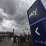 The entrance of one of the BSkyB headquarter buildings complex in west London, April 3, 2012.  