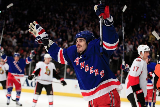 Brian Boyle celebrates after scoring a goal 