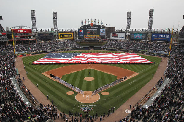 A general view of U.S. Cellular Field during the National Anthem 