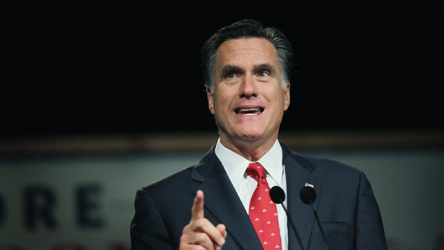 Mitt Romney speaks during a campaign stop  