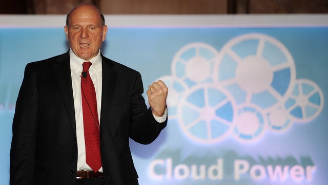 Microsoft CEO Steve Ballmer is pumped in New Delhi on May 26, 2011 