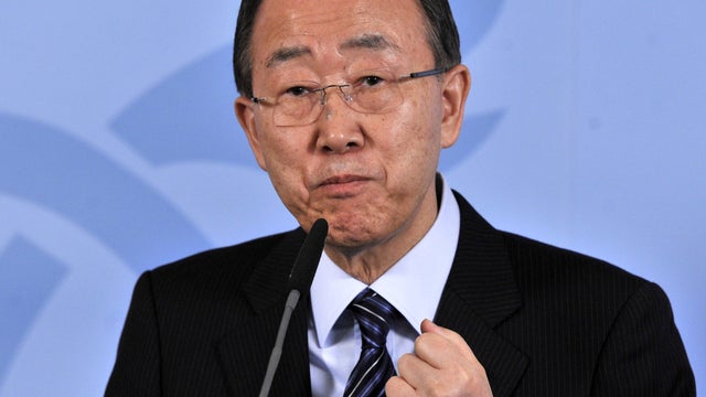 U.N. Secretary-General Ban Ki-moon speaks during a press conference April 17, 2012, in Luxembourg. 