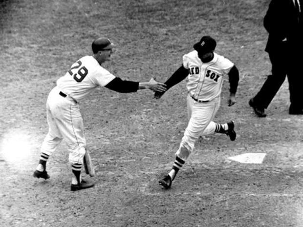 Ted Williams crosses home plate at Fenway Park 