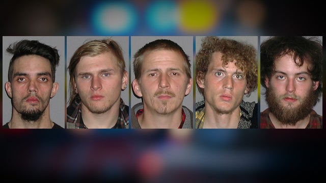 Photos provided by the FBI show, from left to right, Douglas Wright, Brandon Baxter, Anthony Hayne, Joshua Stafford and Connor Stevens, all of whom were arrested April 30, 2012, and accused of plotting to blow up a bridge near Cleveland. 