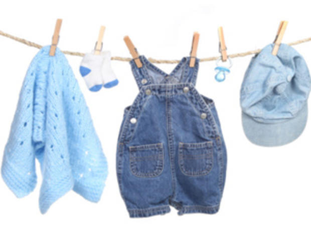 Shopping &amp; Style Baby Clothing, Hanging on Clothesline 