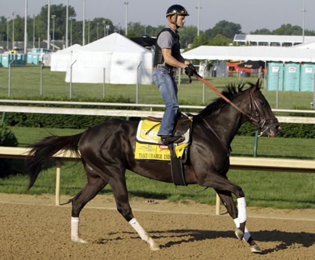 Jockey Calvin Boral takes Kentucky Derby entrant Take Charge Indy for a morning workout  