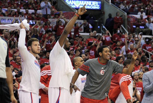 Los Angeles Clippers celebrate during the first half  