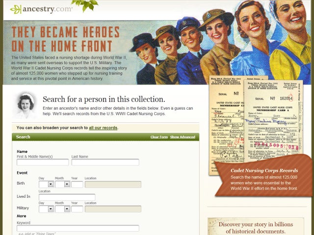 ancestry.com, cadet nurses