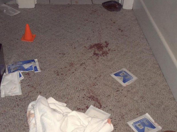 Crime scene: The blood stained carpet at 902 Hickory St. 
