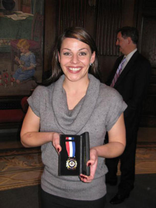 Police Officer Isabella Lovadina received a Medal of Valor for her heroism. 