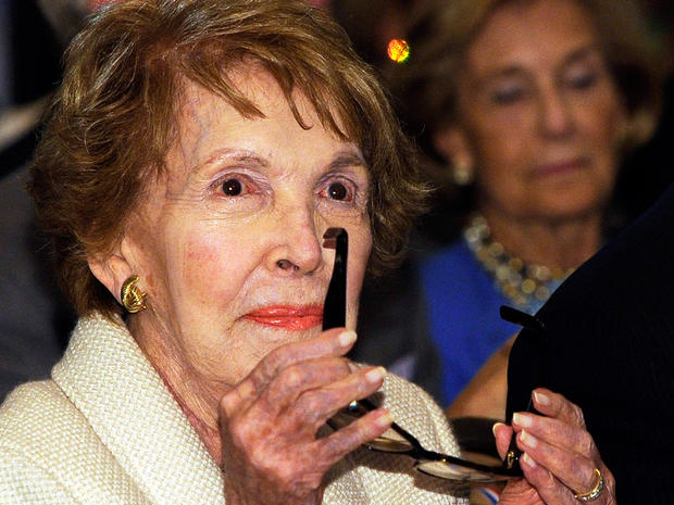 Former first lady Nancy Reagan attends New Jersey Gov. Chris Christie's speech during the Perspectives on Leadership Forum at the Ronald Reagan Presidential Foundation and Library Sept. 27, 2011, in Simi Valley, Calif. 