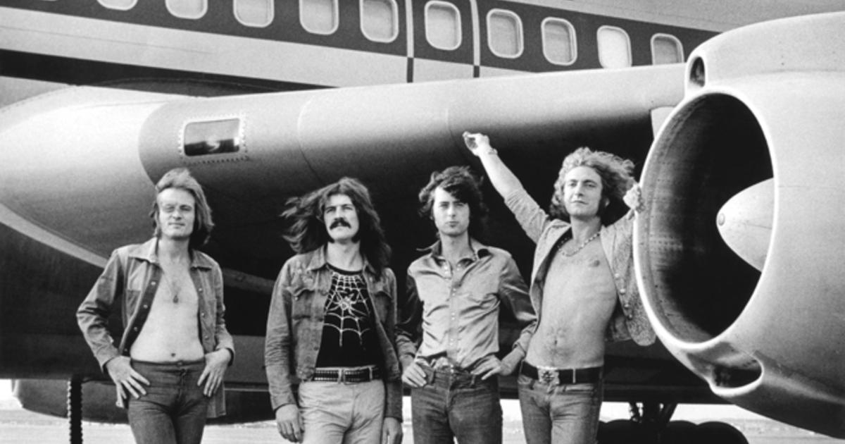 Airplane Group Shot Textile Poster Flag 75x110cm HEART ROCK Led Zeppelin 