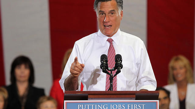 Mitt Romney speaks during a campaign rally  