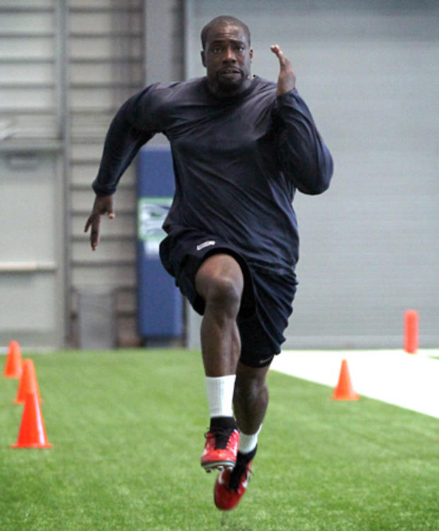 Brian Banks works out for the Seattle Seahawks 