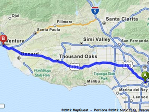 LA to Ventura Map 