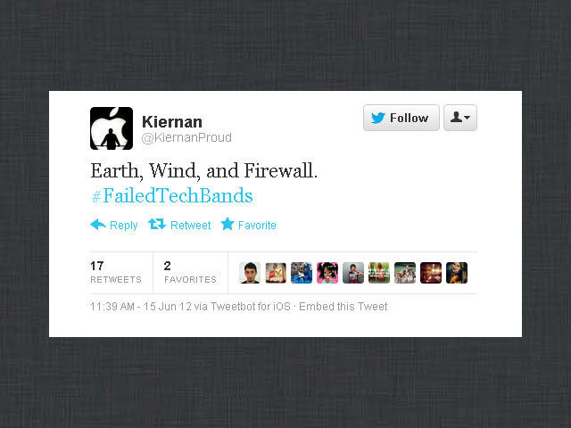 Hilarious #FailedTechBand names on Twitter