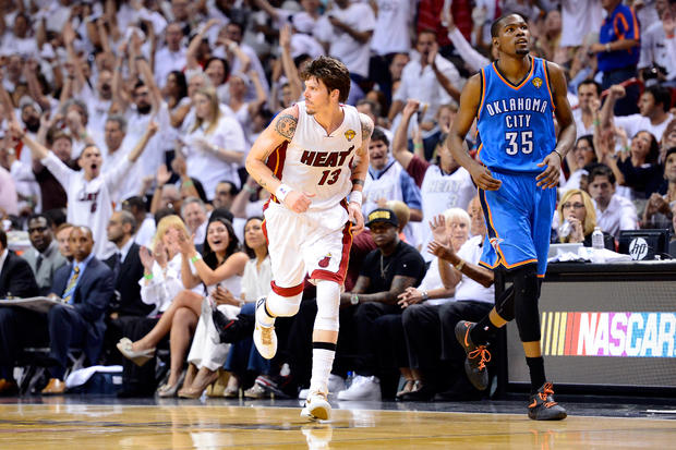 Mike Miller reacts after he made a 3-point basket 