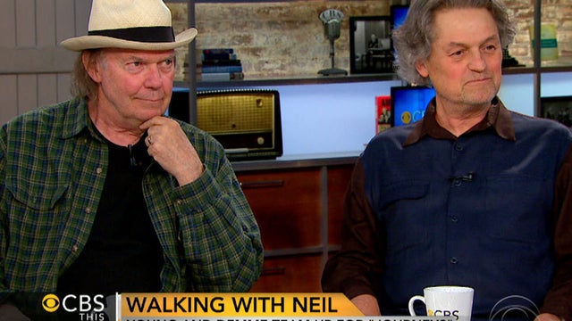 Neil Young, left, and Jonathan Demme on "CBS This Morning." 