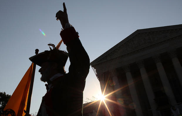 Tea Party activist William Temple, protests in front of he U.S. Supreme Court 