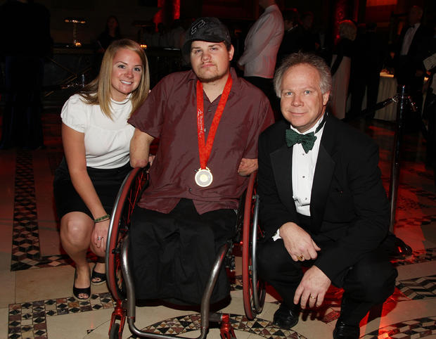 Olivia Springer, Paralympic wheelchair rugby team gold medalist Nick Springer, and Gary Springer  