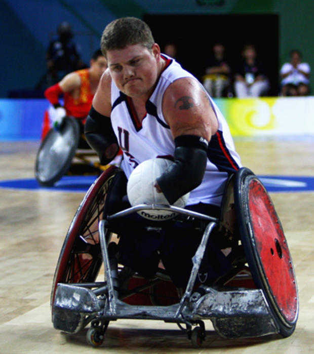 Nick Springer competes in the Wheelchair Rugby match 