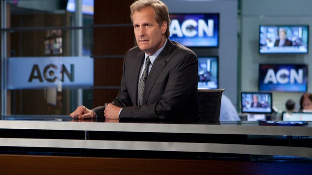 This image released by HBO shows Jeff Daniels in a scene from the HBO original series, "The Newsroom."  (AP Photo/HBO, Melissa Moseley) 