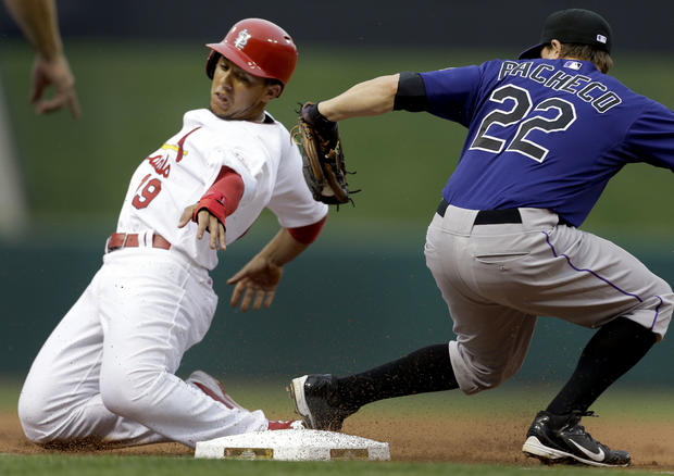 Jon Jay is safe at third for a stolen base 