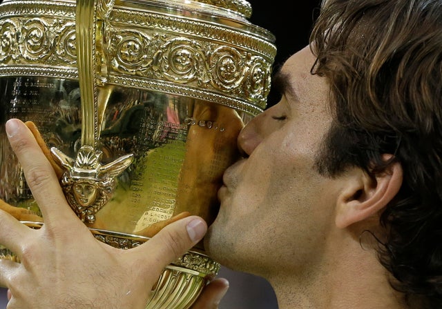Roger Federer of Switzerland celebrates  