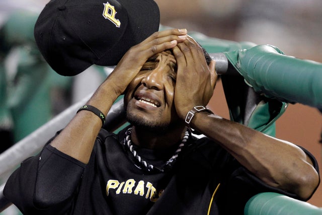 James McDonald wipes his face 