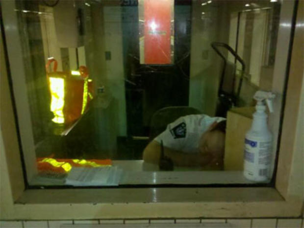 Sleeping MBTA Worker 